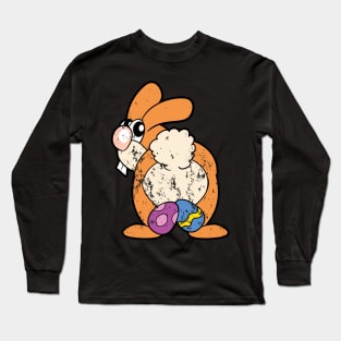 Retro Vintage Grunge Easter Bunny Long Sleeve T-Shirt